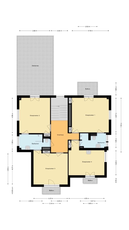 2D plattegronden van de eerste verdieping van Villa Olanda